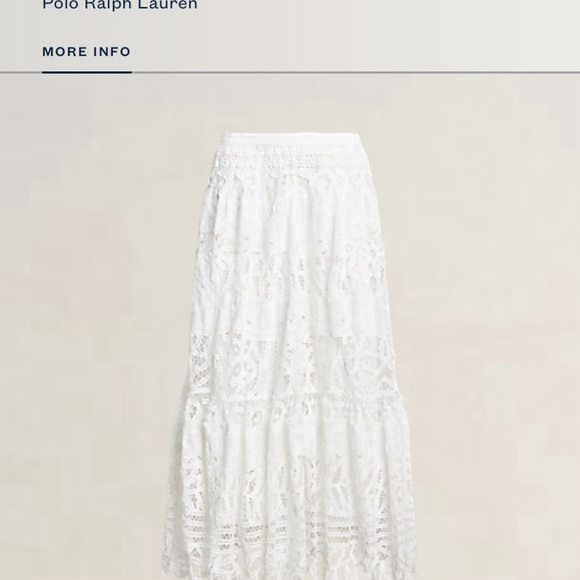 Polo by Ralph Lauren Battenberg-Lace Linen White Midi/Maxi Skirt size 14 NWT - Picture 1 of 15